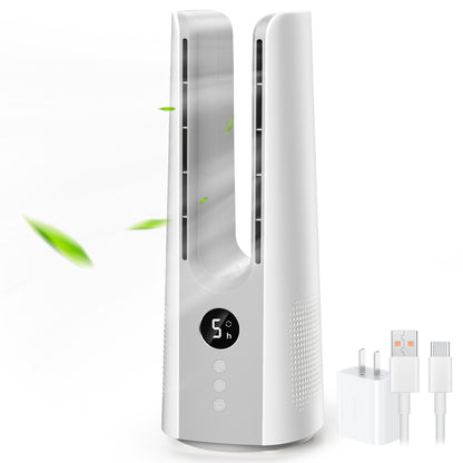 Desk Fan, 13 Inch Portable Bladeless Fan, Small Quiet Table Fan with 60°Oscillating, 9 Speeds & 9H Timer, LED Display, Button Control, Easy to Clean, Personal Desktop Fan for Bedroom, Office