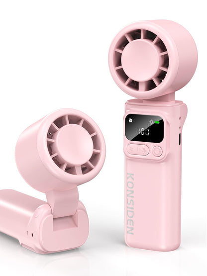 Portable Handheld Turbo Fan, 199 Stepless Speeds, 4000mAh USB Rechargeable, 12H Runtime, 2H Fast Charging, Smart Display, Emergency Flashlight, Personal Cooling Fan for Travel, Gym, Camping, Outdoors