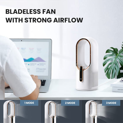Desk Fan Bladeless, 11.8 Inch Office Fan Small, Quiet, 3 Speed Adjustment, Touch Control, Easy to Clean, Desk Fans Small Quiet, Ideal for Office, Living Room, Bedroom