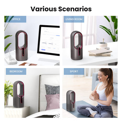 Desk Fan Bladeless, 11.8 Inch Office Fan Small, Quiet, 3 Speed Adjustment, Touch Control, Easy to Clean, Desk Fans Small Quiet, Ideal for Office, Living Room, Bedroom